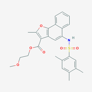 molecular formula C26H27NO6S B491749 2-Methoxyethyl 2-methyl-5-{[(2,4,5-trimethylphenyl)sulfonyl]amino}naphtho[1,2-b]furan-3-carboxylate CAS No. 518033-04-0