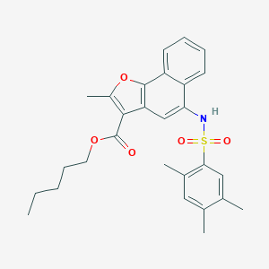 molecular formula C28H31NO5S B491751 Pentyl 2-methyl-5-{[(2,4,5-trimethylphenyl)sulfonyl]amino}naphtho[1,2-b]furan-3-carboxylate CAS No. 518033-10-8
