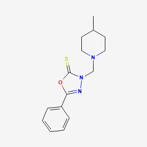 3-[(4-METHYLPIPERIDIN-1-YL)METHYL]-5-PHENYL-2,3-DIHYDRO-1,3,4-OXADIAZOLE-2-THIONE