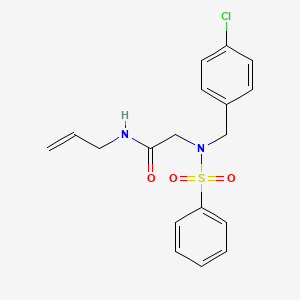 molecular formula C18H19ClN2O3S B4917577 N~2~-(4-chlorobenzyl)-N~2~-(phenylsulfonyl)-N-prop-2-en-1-ylglycinamide 