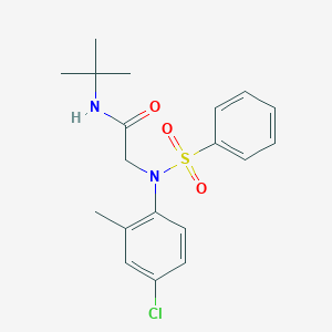 molecular formula C19H23ClN2O3S B4917586 2-[N-(benzenesulfonyl)-4-chloro-2-methylanilino]-N-tert-butylacetamide 