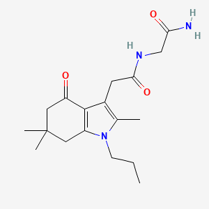 molecular formula C18H27N3O3 B4917637 N~2~-[(2,6,6-trimethyl-4-oxo-1-propyl-4,5,6,7-tetrahydro-1H-indol-3-yl)acetyl]glycinamide 