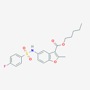 molecular formula C21H22FNO5S B491783 Pentyl 5-[(4-fluorophenyl)sulfonylamino]-2-methyl-1-benzofuran-3-carboxylate CAS No. 442553-45-9