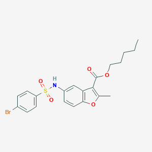 molecular formula C21H22BrNO5S B491784 Pentyl 5-{[(4-bromophenyl)sulfonyl]amino}-2-methyl-1-benzofuran-3-carboxylate CAS No. 477487-64-2