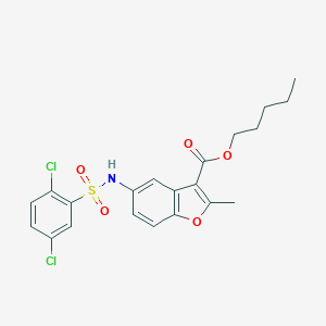 molecular formula C21H21Cl2NO5S B491785 Pentyl 5-{[(2,5-dichlorophenyl)sulfonyl]amino}-2-methyl-1-benzofuran-3-carboxylate CAS No. 477487-68-6