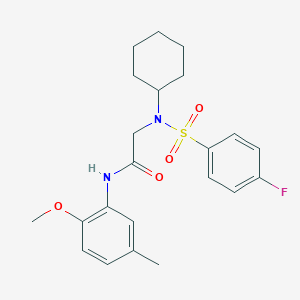 molecular formula C22H27FN2O4S B4917991 N~2~-cyclohexyl-N~2~-[(4-fluorophenyl)sulfonyl]-N-(2-methoxy-5-methylphenyl)glycinamide 