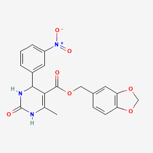 molecular formula C20H17N3O7 B4918033 1,3-Benzodioxol-5-ylmethyl 6-methyl-4-(3-nitrophenyl)-2-oxo-1,2,3,4-tetrahydropyrimidine-5-carboxylate 