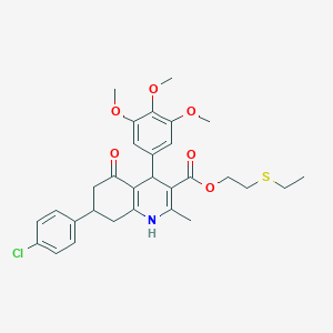 molecular formula C30H34ClNO6S B4918046 2-(Ethylsulfanyl)ethyl 7-(4-chlorophenyl)-2-methyl-5-oxo-4-(3,4,5-trimethoxyphenyl)-1,4,5,6,7,8-hexahydroquinoline-3-carboxylate 