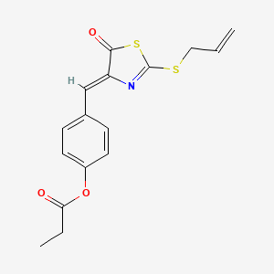 molecular formula C16H15NO3S2 B4918073 4-{[2-(allylthio)-5-oxo-1,3-thiazol-4(5H)-ylidene]methyl}phenyl propionate 