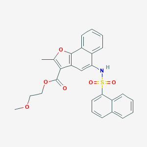molecular formula C27H23NO6S B491813 2-Methoxyethyl 2-methyl-5-(naphthalene-1-sulfonamido)naphtho[1,2-b]furan-3-carboxylate CAS No. 691370-18-0