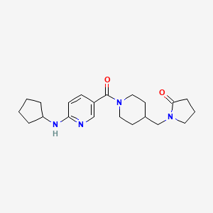 molecular formula C21H30N4O2 B4918174 1-[(1-{[6-(cyclopentylamino)-3-pyridinyl]carbonyl}-4-piperidinyl)methyl]-2-pyrrolidinone 