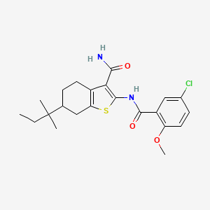 molecular formula C22H27ClN2O3S B4918190 2-[(5-CHLORO-2-METHOXYBENZOYL)AMINO]-6-(TERT-PENTYL)-4,5,6,7-TETRAHYDRO-1-BENZOTHIOPHENE-3-CARBOXAMIDE 