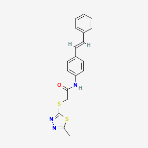 2-[(5-methyl-1,3,4-thiadiazol-2-yl)thio]-N-[4-(2-phenylvinyl)phenyl]acetamide