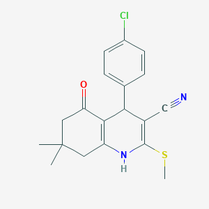 molecular formula C19H19ClN2OS B4918331 4-(4-chlorophenyl)-7,7-dimethyl-2-(methylthio)-5-oxo-1,4,5,6,7,8-hexahydro-3-quinolinecarbonitrile 