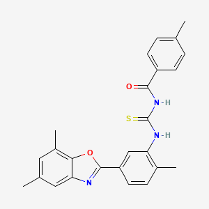 molecular formula C25H23N3O2S B4918398 N-({[5-(5,7-dimethyl-1,3-benzoxazol-2-yl)-2-methylphenyl]amino}carbonothioyl)-4-methylbenzamide 