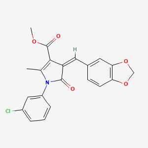 molecular formula C21H16ClNO5 B4918406 methyl 4-(1,3-benzodioxol-5-ylmethylene)-1-(3-chlorophenyl)-2-methyl-5-oxo-4,5-dihydro-1H-pyrrole-3-carboxylate 