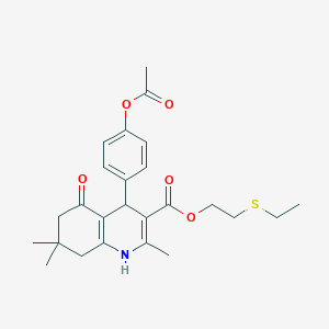 molecular formula C25H31NO5S B4918415 2-(Ethylsulfanyl)ethyl 4-[4-(acetyloxy)phenyl]-2,7,7-trimethyl-5-oxo-1,4,5,6,7,8-hexahydroquinoline-3-carboxylate 