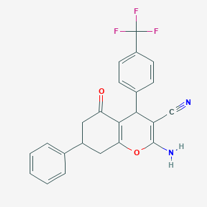 2-amino-5-oxo-7-phenyl-4-[4-(trifluoromethyl)phenyl]-5,6,7,8-tetrahydro-4H-chromene-3-carbonitrile