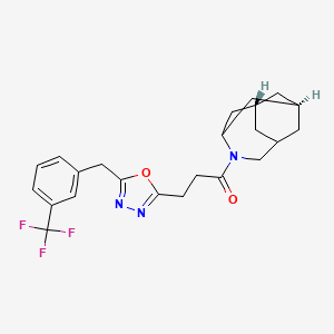 molecular formula C23H26F3N3O2 B4918509 (1R*,3s,6r,8S*)-4-(3-{5-[3-(trifluoromethyl)benzyl]-1,3,4-oxadiazol-2-yl}propanoyl)-4-azatricyclo[4.3.1.1~3,8~]undecane 