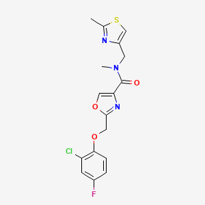 molecular formula C17H15ClFN3O3S B4918534 2-[(2-chloro-4-fluorophenoxy)methyl]-N-methyl-N-[(2-methyl-1,3-thiazol-4-yl)methyl]-1,3-oxazole-4-carboxamide 