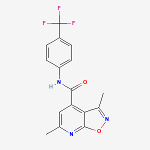 molecular formula C16H12F3N3O2 B4918578 3,6-dimethyl-N-[4-(trifluoromethyl)phenyl]isoxazolo[5,4-b]pyridine-4-carboxamide 