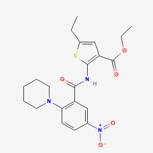 ethyl 5-ethyl-2-{[5-nitro-2-(1-piperidinyl)benzoyl]amino}-3-thiophenecarboxylate