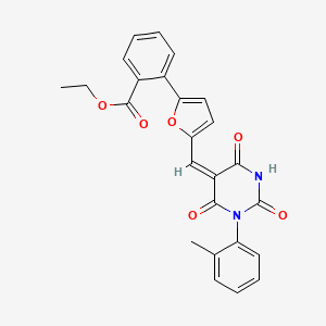 ethyl 2-(5-{[1-(2-methylphenyl)-2,4,6-trioxotetrahydro-5(2H)-pyrimidinylidene]methyl}-2-furyl)benzoate