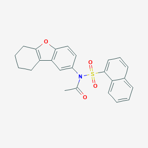 molecular formula C24H21NO4S B491889 N-naphthalen-1-ylsulfonyl-N-(6,7,8,9-tetrahydrodibenzofuran-2-yl)acetamide CAS No. 670259-86-6