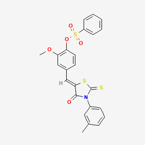 2-methoxy-4-{[3-(3-methylphenyl)-4-oxo-2-thioxo-1,3-thiazolidin-5-ylidene]methyl}phenyl benzenesulfonate