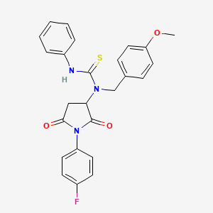 N-[1-(4-fluorophenyl)-2,5-dioxo-3-pyrrolidinyl]-N-(4-methoxybenzyl)-N'-phenylthiourea