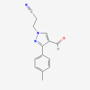 3-[4-formyl-3-(4-methylphenyl)-1H-pyrazol-1-yl]propanenitrile