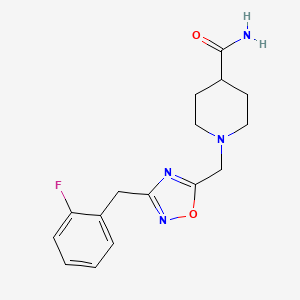 molecular formula C16H19FN4O2 B4919256 1-{[3-(2-fluorobenzyl)-1,2,4-oxadiazol-5-yl]methyl}-4-piperidinecarboxamide 