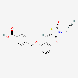 molecular formula C21H15NO5S B4919336 4-[(2-{[2,4-dioxo-3-(2-propyn-1-yl)-1,3-thiazolidin-5-ylidene]methyl}phenoxy)methyl]benzoic acid 