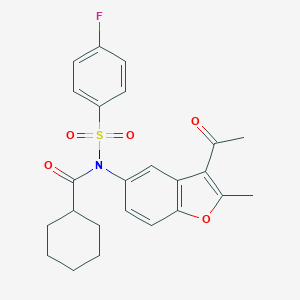 N-(3-acetyl-2-methyl-1-benzofuran-5-yl)-N-(cyclohexylcarbonyl)-4-fluorobenzenesulfonamide
