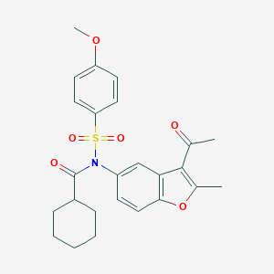 N-(3-acetyl-2-methyl-1-benzofuran-5-yl)-N-(cyclohexylcarbonyl)-4-methoxybenzenesulfonamide