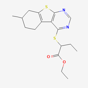 ethyl 2-[(7-methyl-5,6,7,8-tetrahydro[1]benzothieno[2,3-d]pyrimidin-4-yl)thio]butanoate