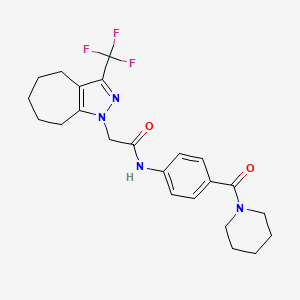 molecular formula C23H27F3N4O2 B4919378 N-[4-(1-piperidinylcarbonyl)phenyl]-2-[3-(trifluoromethyl)-5,6,7,8-tetrahydrocyclohepta[c]pyrazol-1(4H)-yl]acetamide 