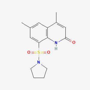 molecular formula C15H18N2O3S B4919504 4,6-dimethyl-8-(1-pyrrolidinylsulfonyl)-2(1H)-quinolinone 