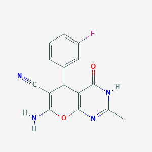 7-amino-5-(3-fluorophenyl)-2-methyl-4-oxo-3,5-dihydro-4H-pyrano[2,3-d]pyrimidine-6-carbonitrile