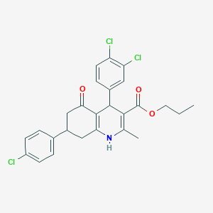 Propyl 7-(4-chlorophenyl)-4-(3,4-dichlorophenyl)-2-methyl-5-oxo-1,4,5,6,7,8-hexahydroquinoline-3-carboxylate