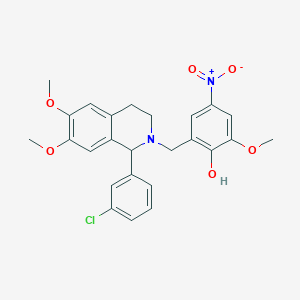 molecular formula C25H25ClN2O6 B4919983 2-{[1-(3-chlorophenyl)-6,7-dimethoxy-3,4-dihydro-2(1H)-isoquinolinyl]methyl}-6-methoxy-4-nitrophenol 