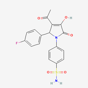 molecular formula C18H15FN2O5S B4919999 4-[3-acetyl-2-(4-fluorophenyl)-4-hydroxy-5-oxo-2,5-dihydro-1H-pyrrol-1-yl]benzenesulfonamide 