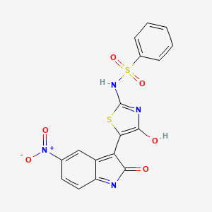 N-[5-(5-nitro-2-oxo-1,2-dihydro-3H-indol-3-ylidene)-4-oxo-1,3-thiazolidin-2-ylidene]benzenesulfonamide