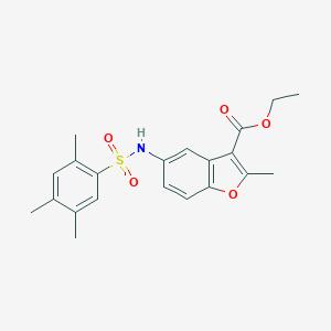 molecular formula C21H23NO5S B492015 Ethyl 2-methyl-5-{[(2,4,5-trimethylphenyl)sulfonyl]amino}-1-benzofuran-3-carboxylate CAS No. 494826-95-8