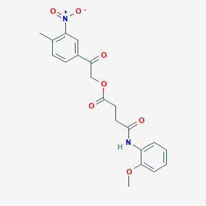 molecular formula C20H20N2O7 B4920159 2-(4-METHYL-3-NITROPHENYL)-2-OXOETHYL 3-[(2-METHOXYPHENYL)CARBAMOYL]PROPANOATE 