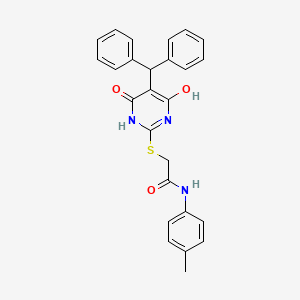 molecular formula C26H23N3O3S B4920264 2-{[5-(diphenylmethyl)-4-hydroxy-6-oxo-1,6-dihydropyrimidin-2-yl]sulfanyl}-N-(4-methylphenyl)acetamide CAS No. 5373-40-0