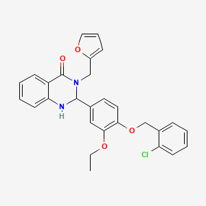 molecular formula C28H25ClN2O4 B4920273 2-{4-[(2-CHLOROPHENYL)METHOXY]-3-ETHOXYPHENYL}-3-[(FURAN-2-YL)METHYL]-1,2,3,4-TETRAHYDROQUINAZOLIN-4-ONE 