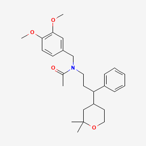 molecular formula C27H37NO4 B4920282 N-[(3,4-dimethoxyphenyl)methyl]-N-[3-(2,2-dimethyloxan-4-yl)-3-phenylpropyl]acetamide 