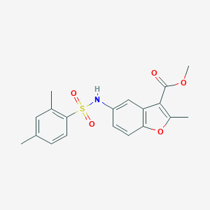 molecular formula C19H19NO5S B492030 Methyl 5-{[(2,4-dimethylphenyl)sulfonyl]amino}-2-methyl-1-benzofuran-3-carboxylate CAS No. 421580-02-1