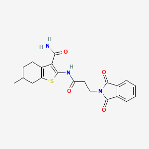 molecular formula C21H21N3O4S B4920411 2-{[3-(1,3-dioxo-1,3-dihydro-2H-isoindol-2-yl)propanoyl]amino}-6-methyl-4,5,6,7-tetrahydro-1-benzothiophene-3-carboxamide 